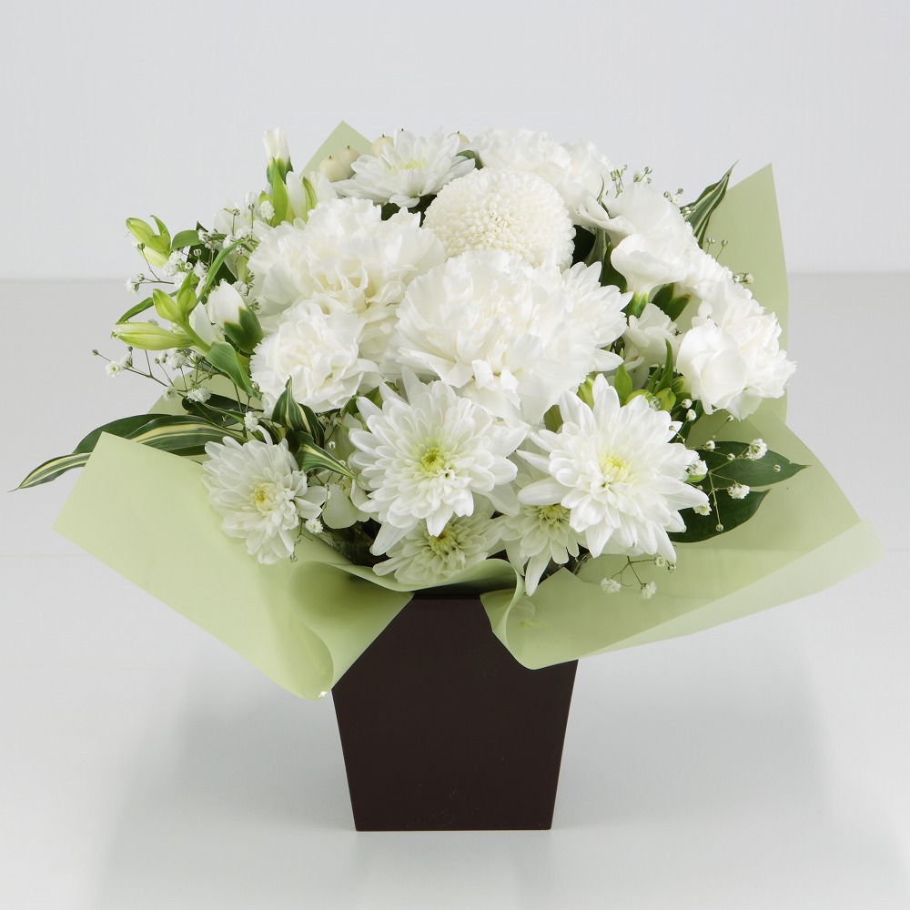 フローリストおまかせ お供えアレンジメント】こもれび ホワイト