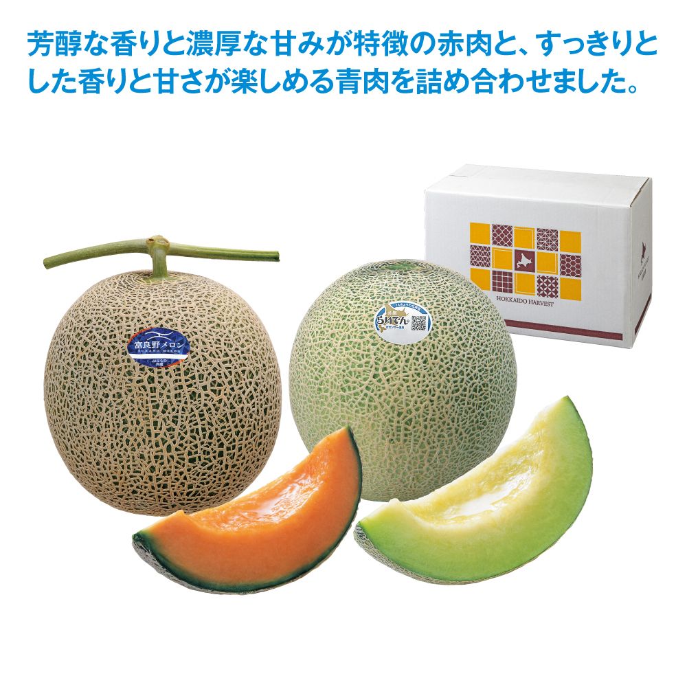 8・9月お届け商品】富良野市産ふらのメロン・共和町産らいでんメロン