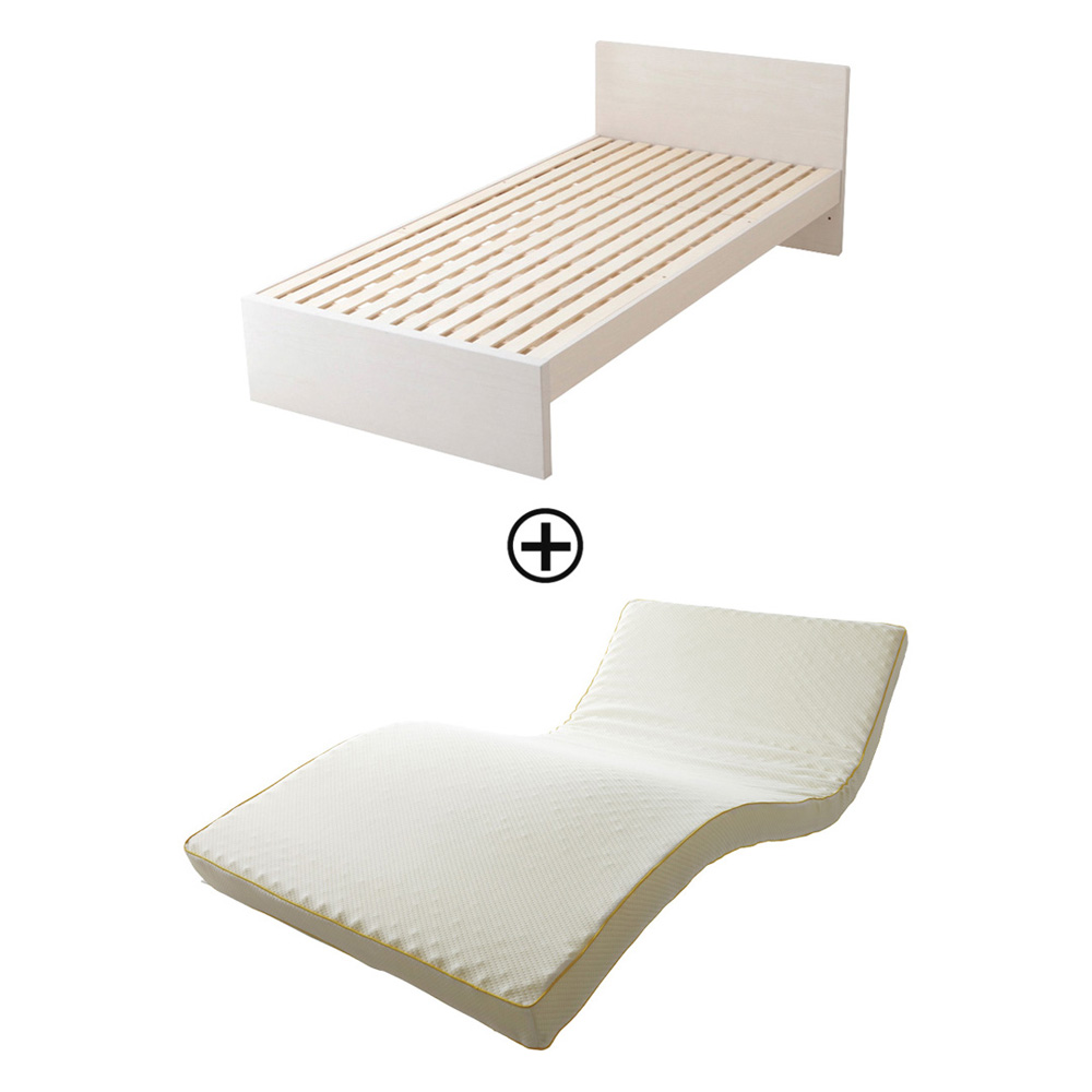 木製ベッドフレーム フラットデザイン ナチュラル+睡眠ラボ Dots