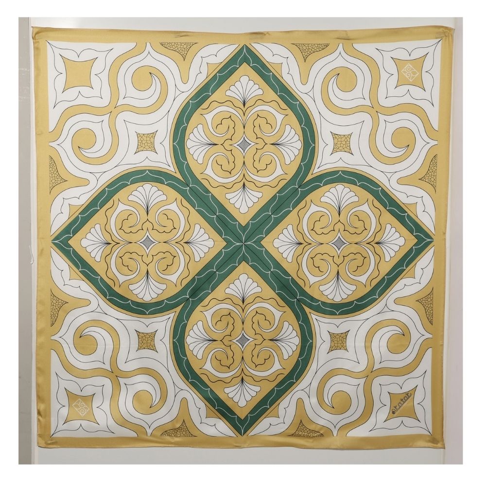 アイヌ文様 シルク スカーフ 90cm×90cm 【関根真紀デザイン】 | イオン
