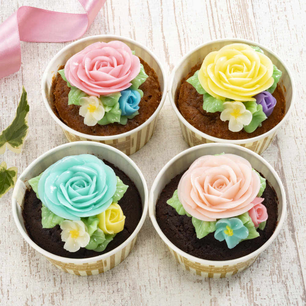 カップケーキ4個セット 食べられるお花のカップケーキ4個セット | イオン北海道 eショップ