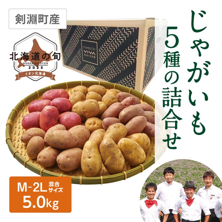 じゃがいも5種の詰合せ　5種各M~2Lサイズ混各1.0kg