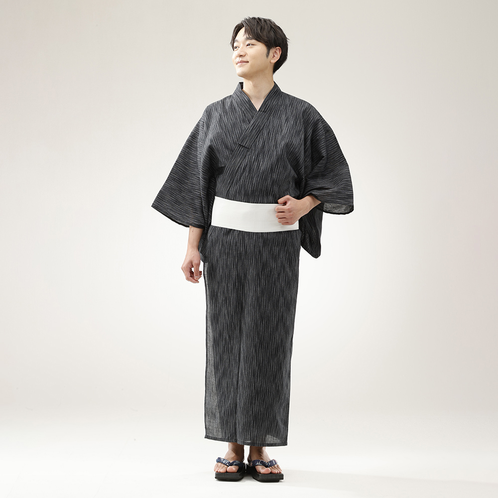 紳士しじらゆかた 2点セット ≪黒≫　L