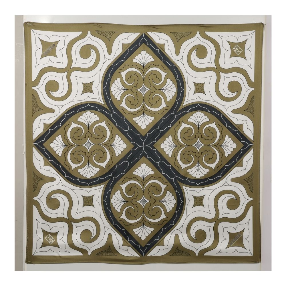 アイヌ文様 シルク スカーフ 90cm×90cm 【関根真紀デザイン】 | イオン