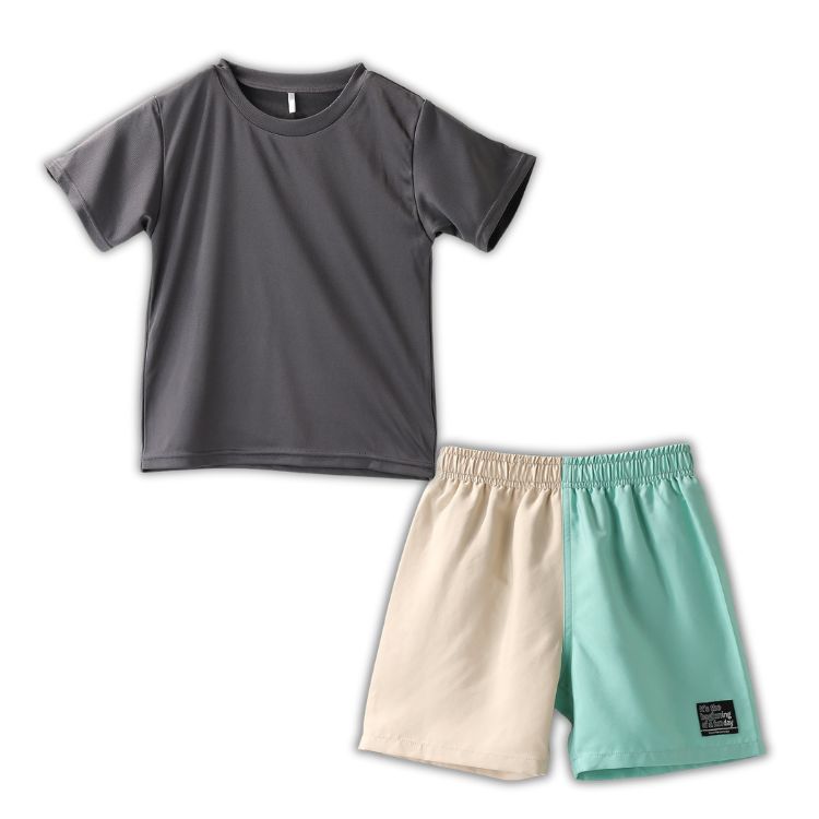 ラッシュTシャツ付き バイカラーサーフパンツ グレー　130cm