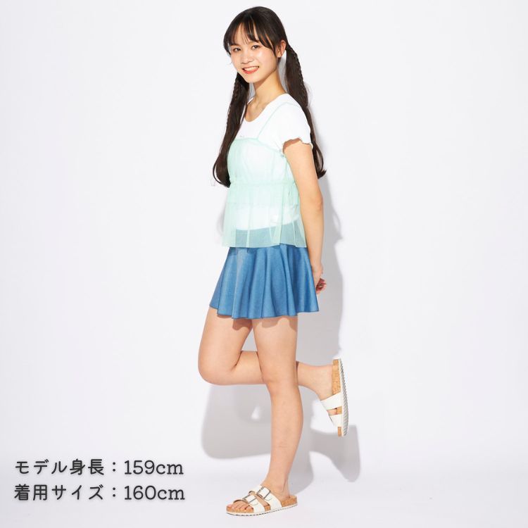 チュールキャミ付3点セット水着 ホワイト
