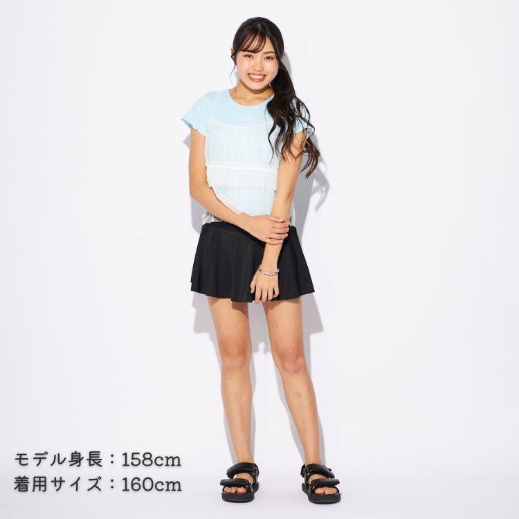 チュールキャミ付3点セット水着 サックス　140cm