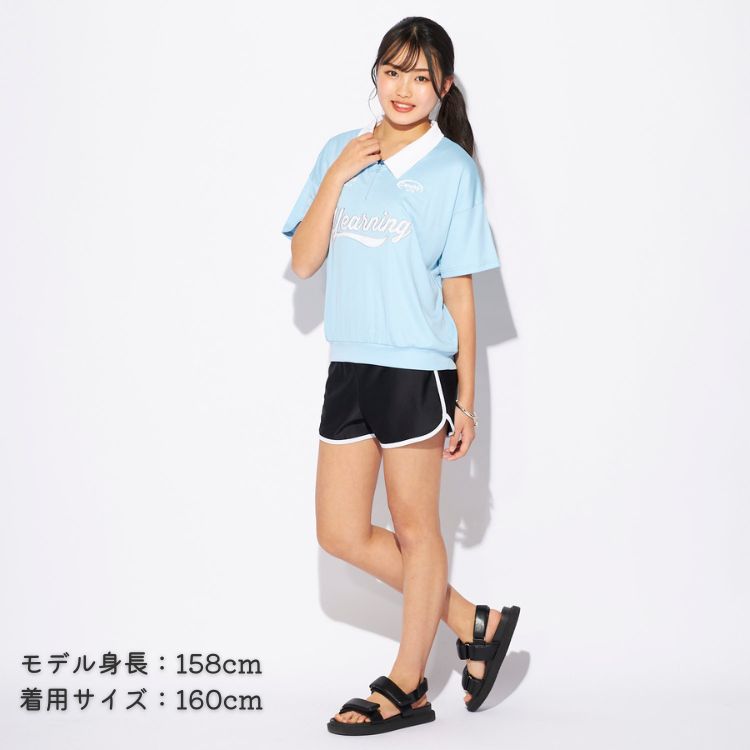 ハーフジップTシャツ付3点セット水着 サックス　160cm