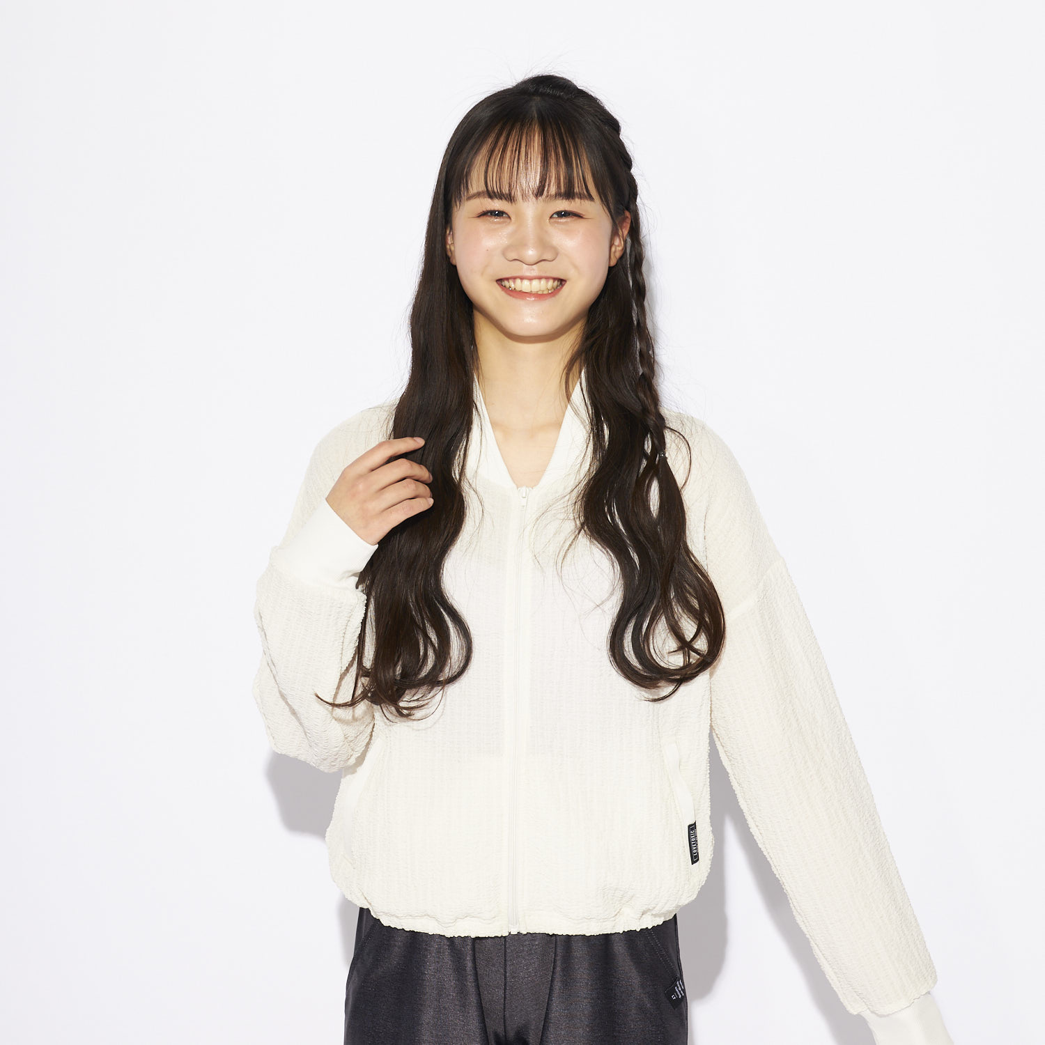 クリンクル加工ラッシュガード ホワイト　150cm