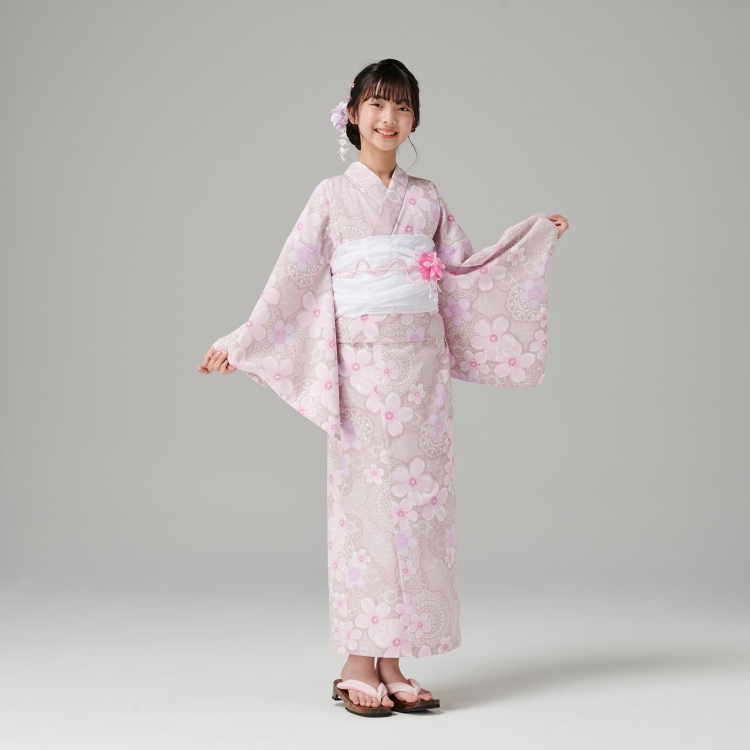 ワンピゆかた 2点セット ≪レースに桜≫　150cm