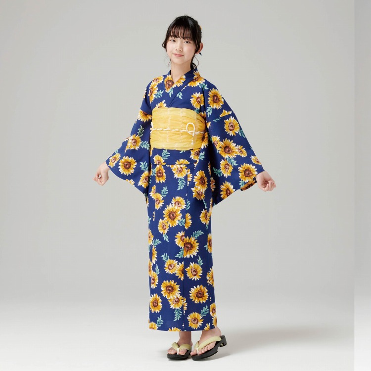 ワンピゆかた 2点セット ≪ひまわり≫　150cm