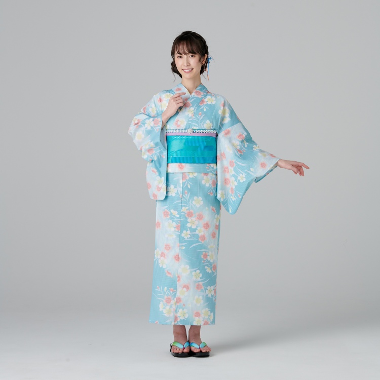 ひんやりゆかた 3点セット ≪なでしこ≫　フリーサイズ