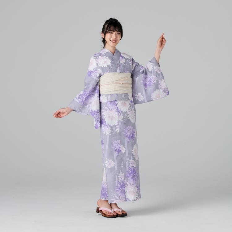 ひんやりゆかた 2点セット ≪月下美人≫　フリーサイズ