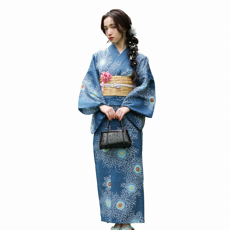 #ナツイロゆかた 2点セット  ≪宵花火≫　フリーサイズ