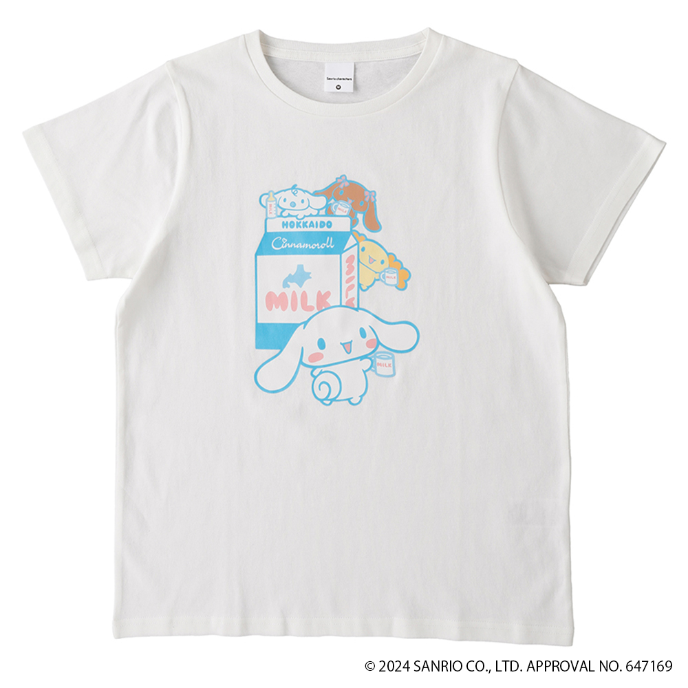 シナモロール×牛乳Tシャツ　シロ XS