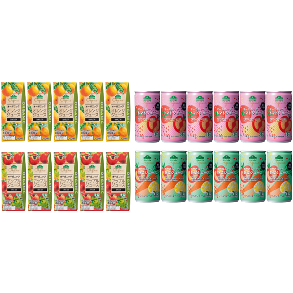 オーガニックオレンジ・アップルジュース、オーガニックトマト・野菜ジュースセット　TVGE JUICE22