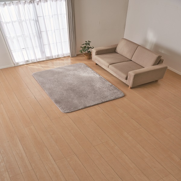 ふんわり　フェイクファーラグ　グレージュ　約130×185cm　GBE グレージュ