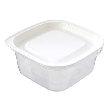 フタをしたままレンジ保存容器 正方形　ホワイト　270ml 4個入