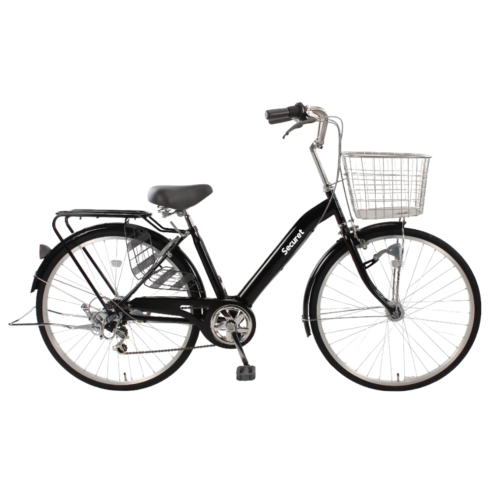 F24【大阪堺市/引取】シティサイクル オートライト 6段変速付き セキュレファミリー 26インチ 6段変速 オートライト Loshall Tag付き