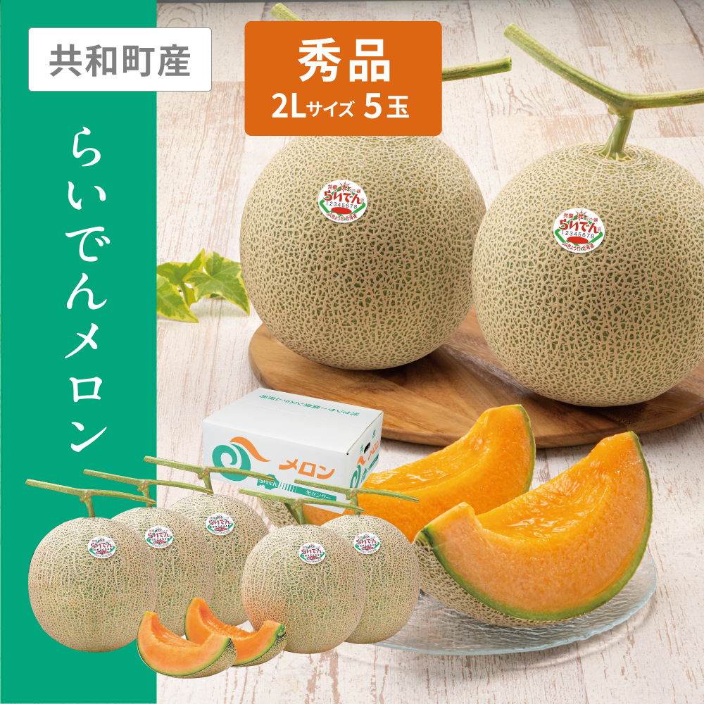 らいでんメロン 秀品　2Lサイズ 赤肉 5個