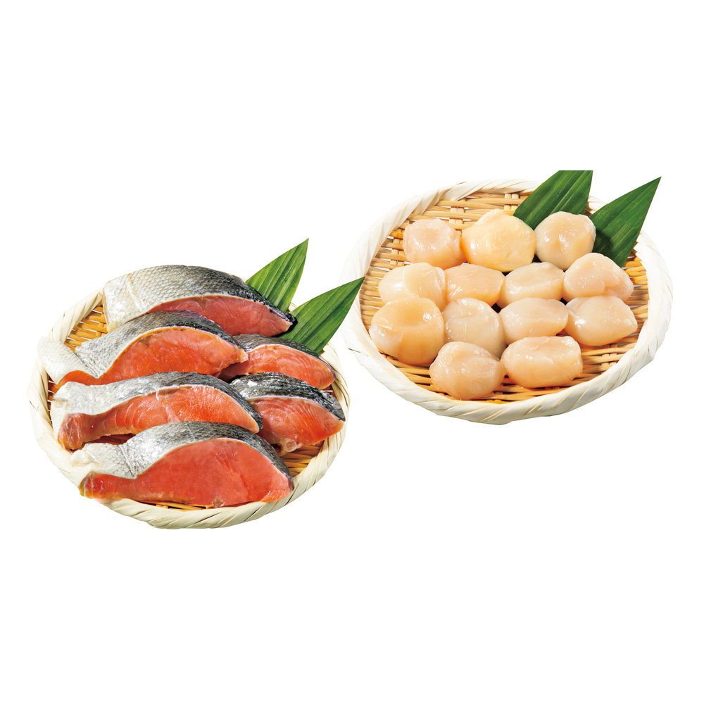 プレミアム新巻鮭切身&プレミアムほたて貝柱セット