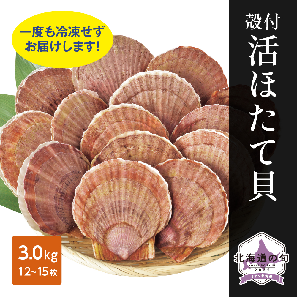 殻付活ほたて貝 3.0kg