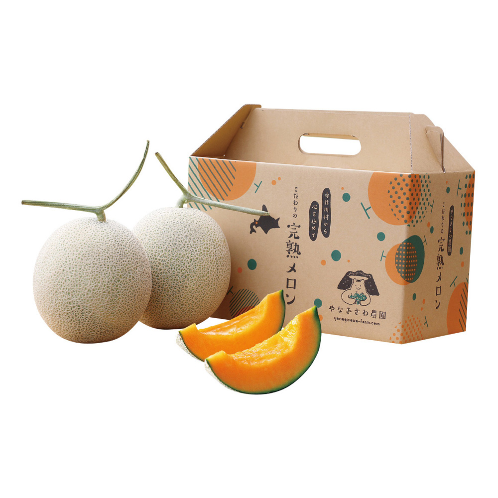 やなぎさわ農園の赤肉メロン　2Lサイズ 秀品 2個