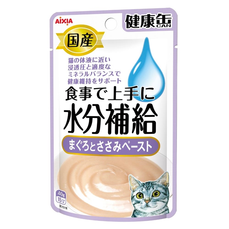 国産健康缶パウチ水分補給まぐろとささみペースト　40g