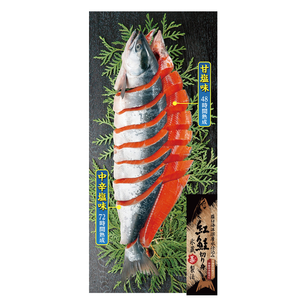 氷蔵わら製法 塩紅鮭姿切身(甘塩味・中辛塩味)セット　1.6kg