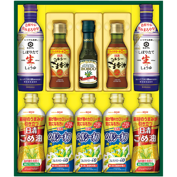 バラエティオイル&キッコーマンしぼりたて生しょうゆギフト NK-50