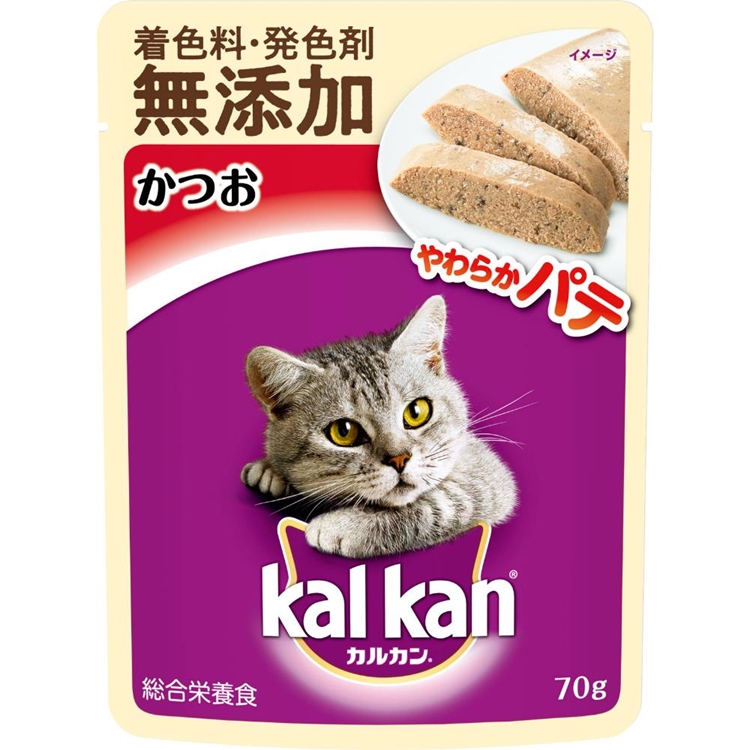 カルカン パウチ やわらかパテ かつお 着色料・発色剤 無添加　70g