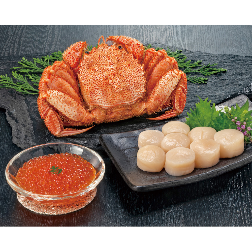 ボイル毛がに&いくら醤油漬&ほたて貝柱セット