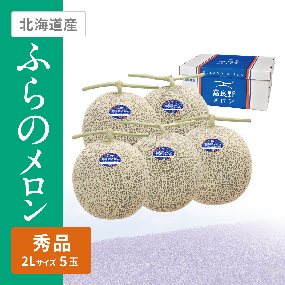ふらのメロン 秀品　2Lサイズ 赤肉 5個