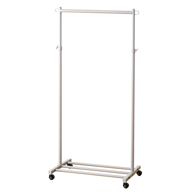 ハンガーラック下棚付　グレージュ　幅71.5×奥行43×高さ153~183.5cm