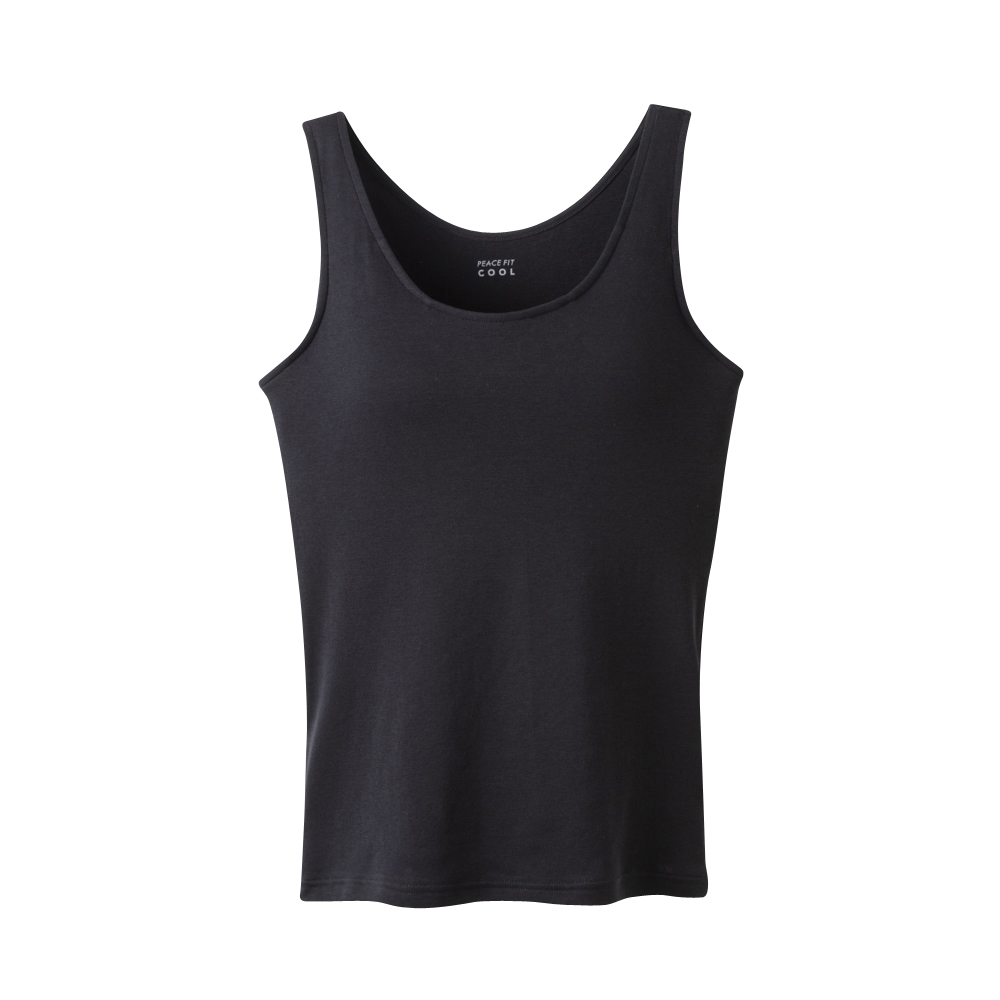 PEACE FIT COOLコットン出し入れカップ付タンクトップ クロ