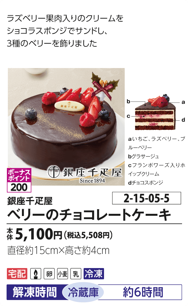 銀座千疋屋　ベリーのチョコレートケーキ