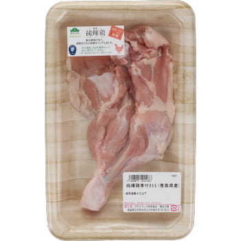 計量商品 トップバリュ グリーンアイ 青森県産 純輝鶏 骨付きもも肉 解凍 ３５０ｇ イオン帯広店 ネットで楽宅便