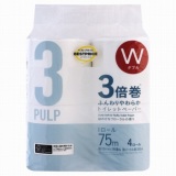 トップバリュ　ベストプライス　ふんわりやわらか　トイレットペーパー　３倍巻　７５ｍ×４個入