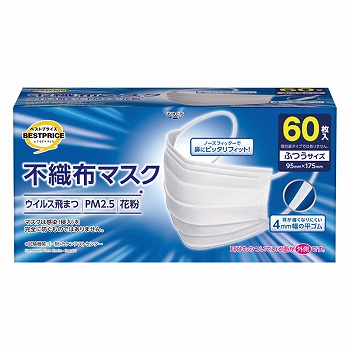 トップバリュ　ベストプライス　不織布マスク　ふつう　６０枚入