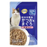 【火曜対象】トップバリュ　ベストプライス　キャットフード　かつお＆まぐろ　チキン入　高齢猫　６０ｇ