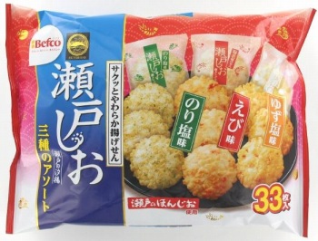 栗山米果 瀬戸しお 瀬戸の汐揚 三種のアソート ３３枚入 イオン帯広店 ネットで楽宅便