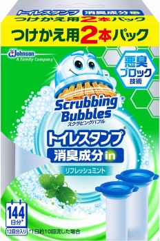 ジョンソン スクラビングバブル トイレスタンプ 消臭成分ｉｎ リフレッシュミント 付替用 ２本入 イオン北見店 ネットで楽宅便