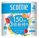 スコッティ　フラワーパック　３倍長持ち　シングル　１５０ｍ×４ロール