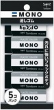 トンボ鉛筆　ＭＯＮＯ消しゴム　ＰＥ０１（ブラック）５コパック　型番　ＪＣＣ－５６１