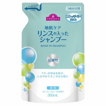トップバリュ 薬用地肌ケア リンスの入ったシャンプー 詰替用 ３６０ｍｌ イオン釧路昭和店 ネットで楽宅便
