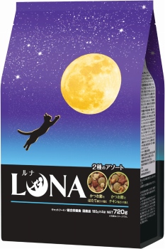 ペットライン ＬＵＮＡ かつお節＆ほたて味とチキン味ビッツ添え