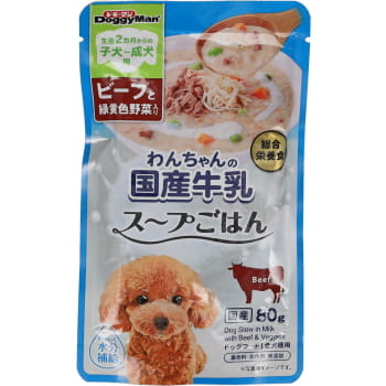 ドギーマンハヤシ ドギーマン わんちゃんの国産牛乳 スープごはん ビーフと緑黄色野菜入り ８０ｇ ネット楽宅便センター ネットで楽宅便